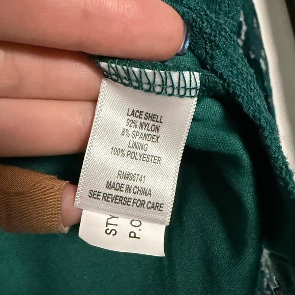 Self Esteem Emerald Green Lace Long Sleeve Bodysuit XS - Picture 6 of 8